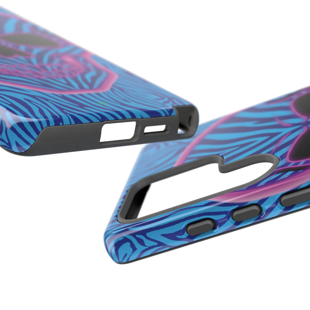 Neon Zebra Skull Tough Phone Case for iPhone, Galaxy, or Google Pixel