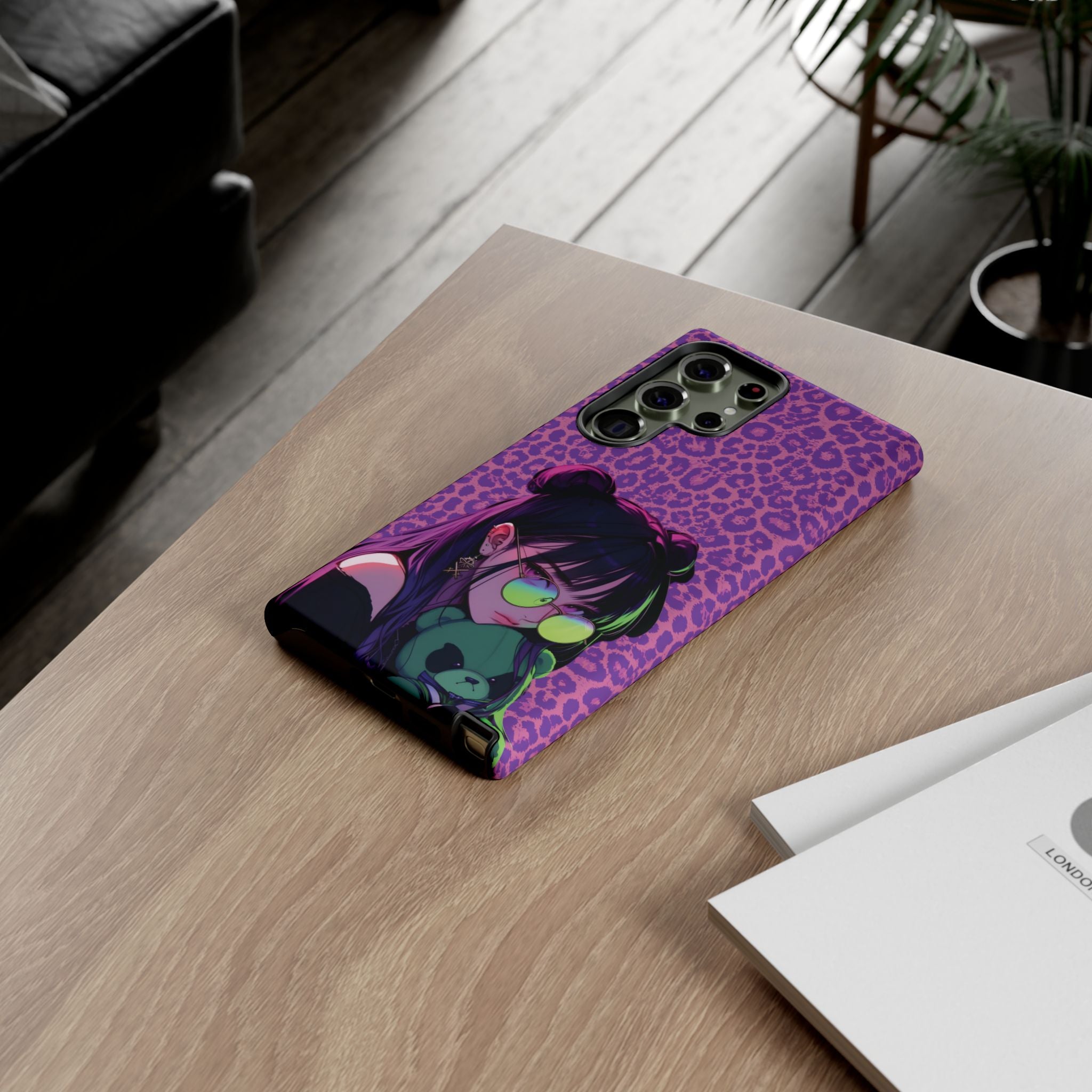 Purple Pink Leopard Kz iPhone, Galaxy and Google Tough Cases