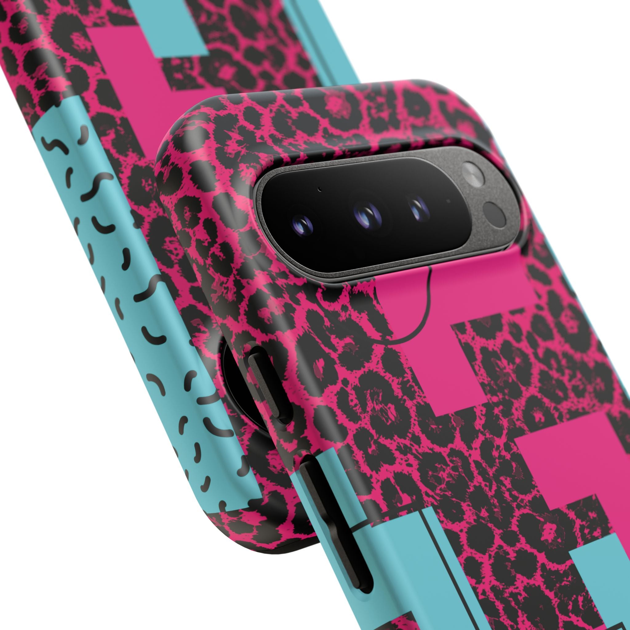 Pink Love Retro Blocks Leopard RG Tough Phone Case for iPhone, Galaxy, or Google Pixel