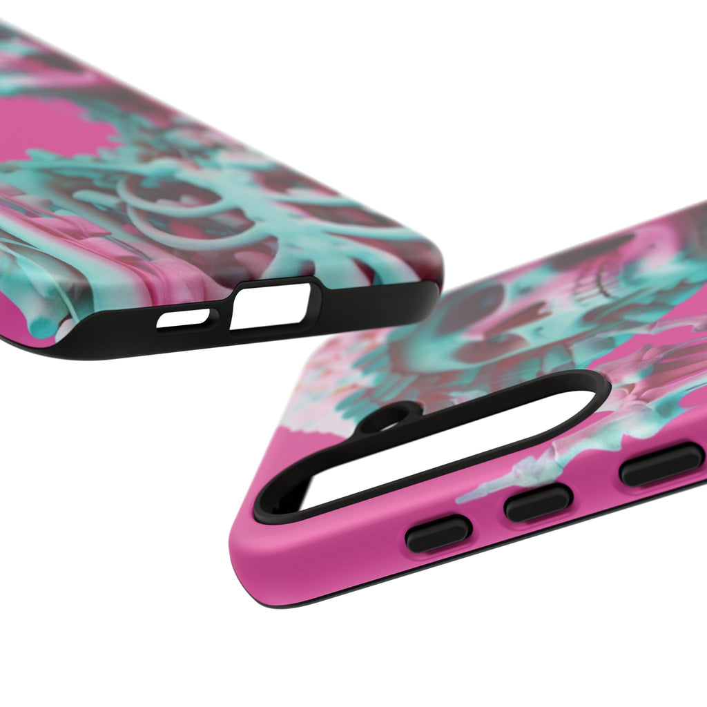 Neon Pink Skeleton Tough Phone Case for iPhone, Galaxy and Google Pixel