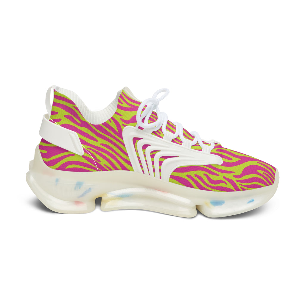 Neon Pink Lime Zebra Women's Mesh Sneakers