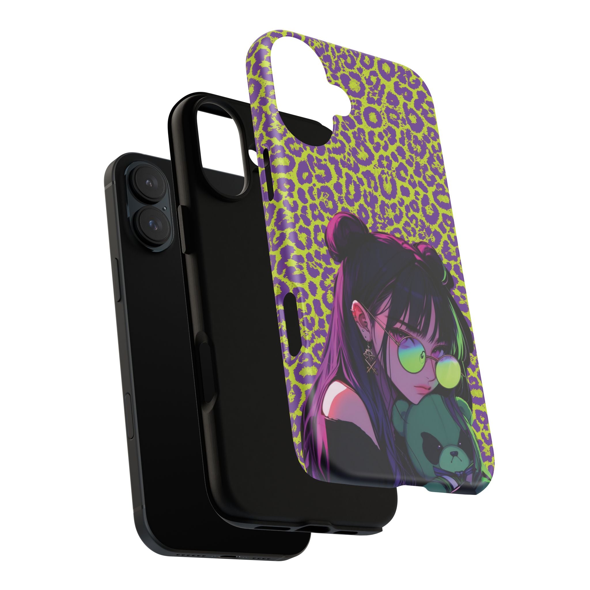 Purple Neon Lime Leopard Kz Tough Case for iPhone, Galaxy, or Google Pixel