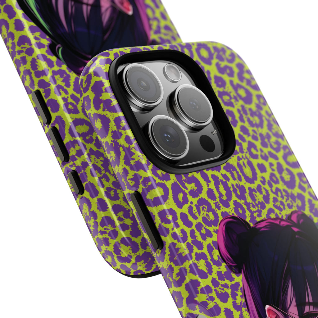 Purple Neon Lime Leopard Kz Tough Case for iPhone, Galaxy, or Google Pixel
