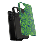 Blue Neon Green  Leopard Tough Phone Case for iPhone, Galaxy, or Google Pixel