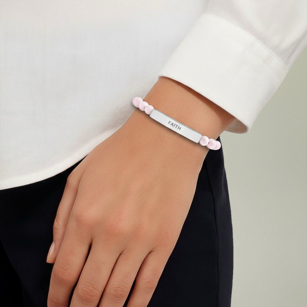 FAITH Natural Stone Stretch Bar Bracelet