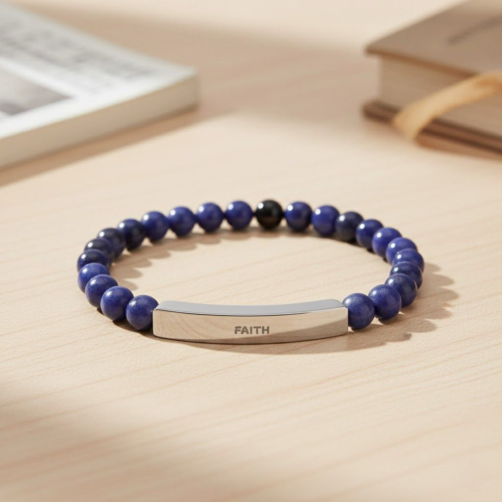 FAITH Natural Stone Stretch Bar Bracelet