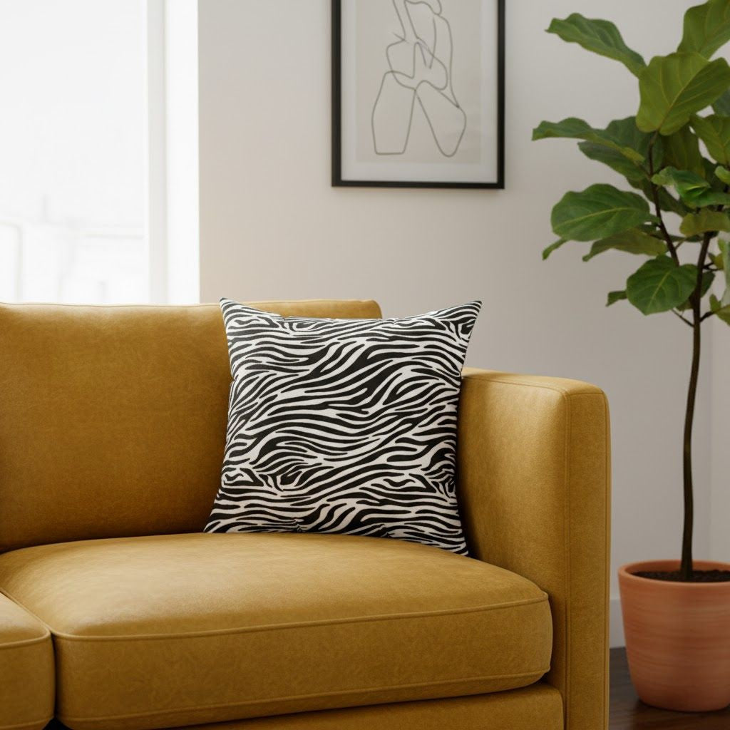 Zebra Animal Print Spun Polyester Square PILLOW