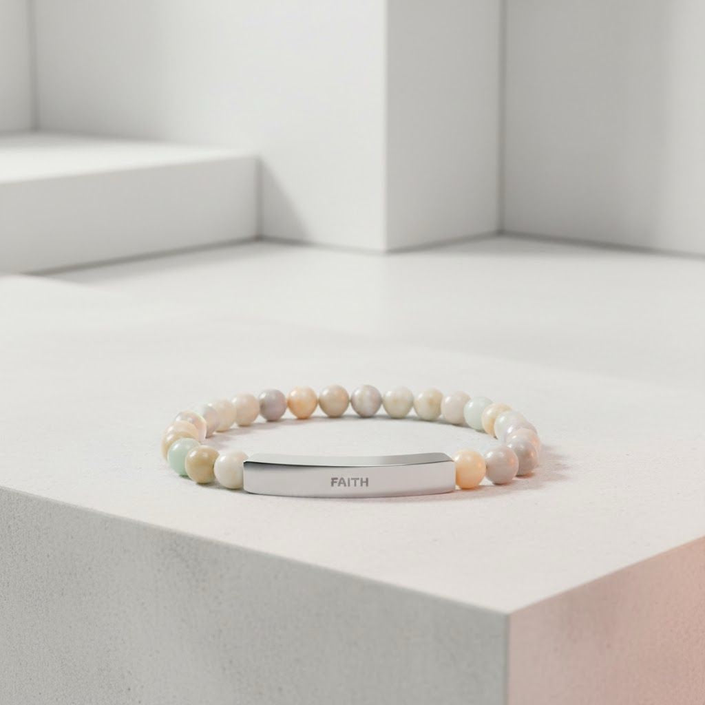 FAITH Natural Stone Stretch Bar Bracelet