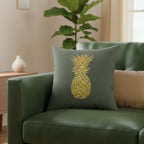 Gold Pineapple Boho Chic Faux Suede Pillow