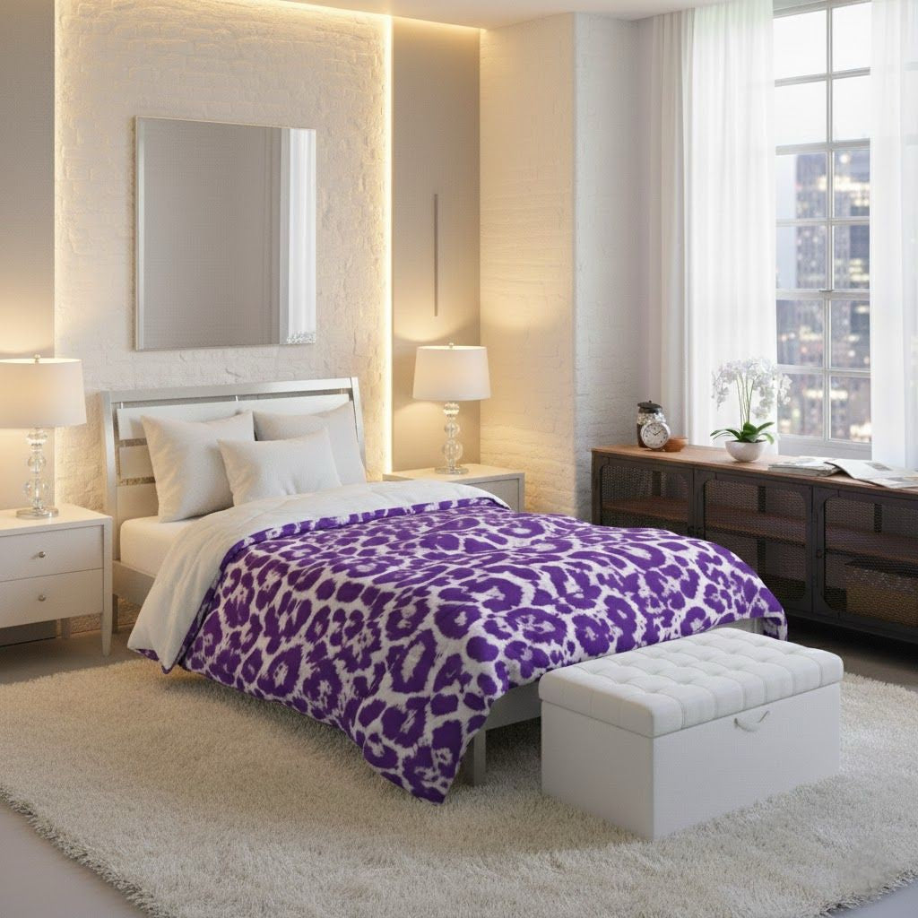 Purple Leopard Print Comforter