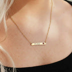 PEACE Cutout Heart Bar Necklace (Engraving)