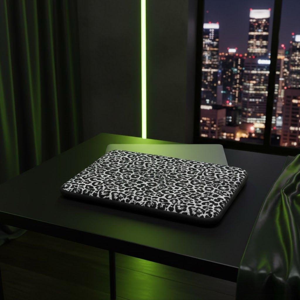 Black and White Leopard Print 13" Laptop Sleeve